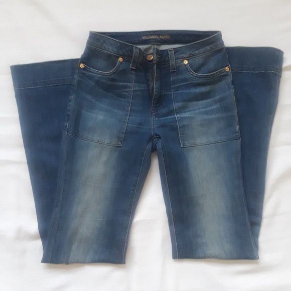 Michael Michael Kors Blue Dark Wash Flared Jeans - Picture 4 of 5